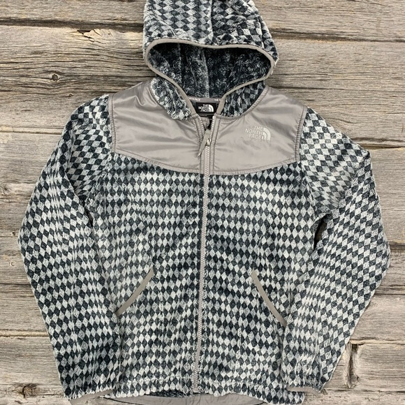 The North Face Gray Diamond Pattern Youth Hoodie - Picture 1 of 3